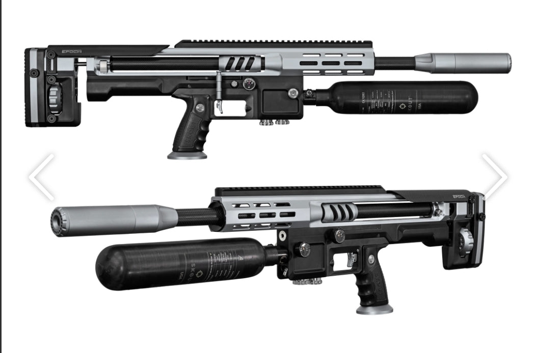 SKOUT AIRGUNS .30 CAL SNIPER 35 inch barrel. Silver/Black